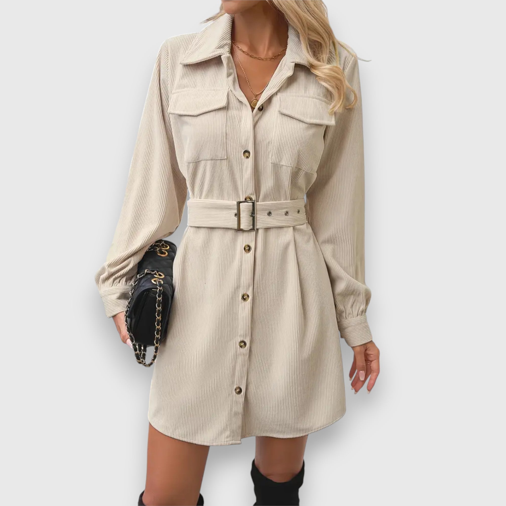 farina – Cordhemd-Kleid mit Gürtel